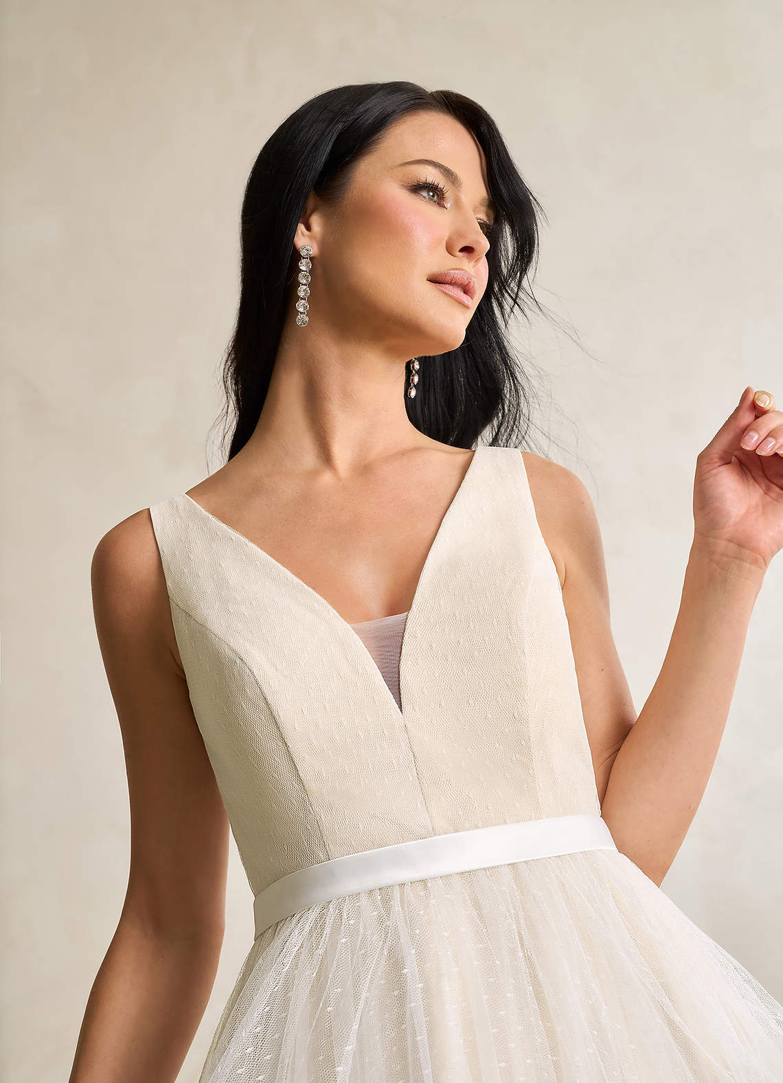 elyessen Diamond White A-Line Bow Tulle Dress