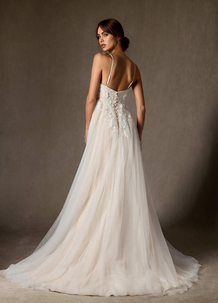 elyessen Nikita Diamond White A-Line Sequins Tulle Dress