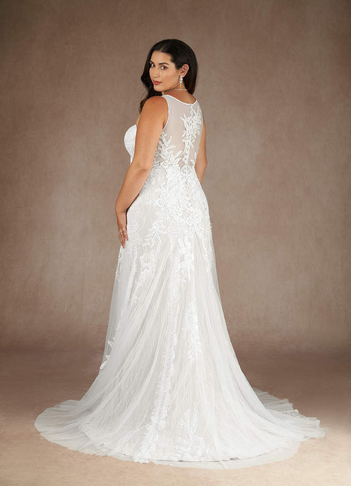 elyessen Konstantin Diamond White Champagne Mermaid Sequins Tulle Dress