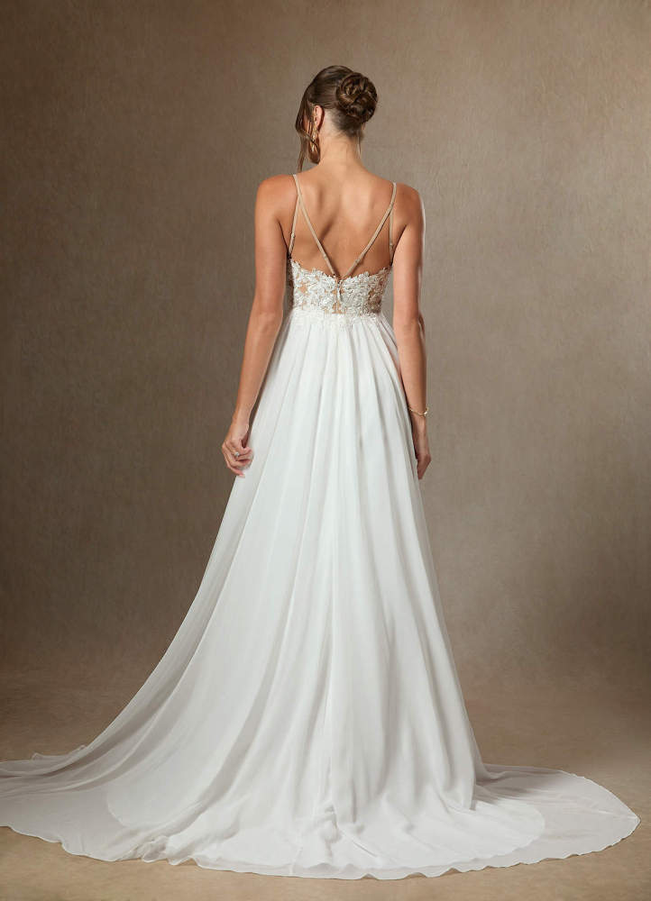 elyessen  Diamond White A-Line Lace Chiffon Dress