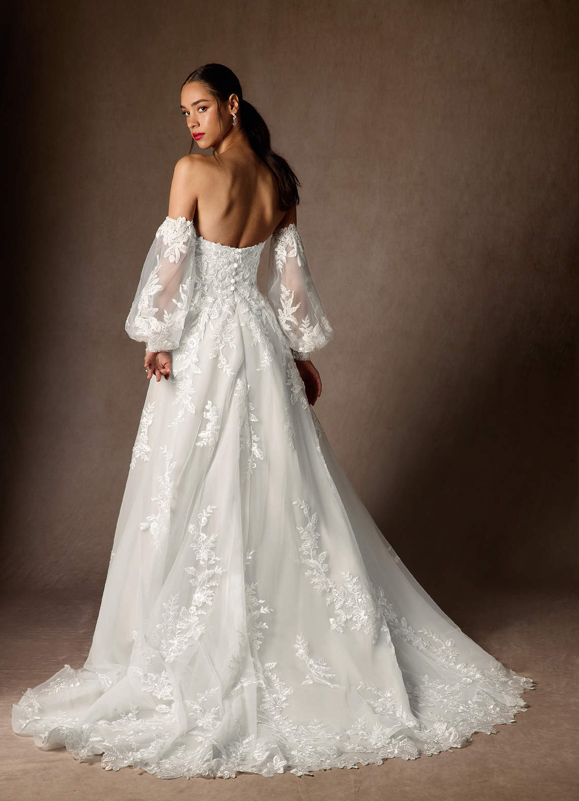 elyessen Madeleine Diamond White Ball-Gown Strapless Lace Dress