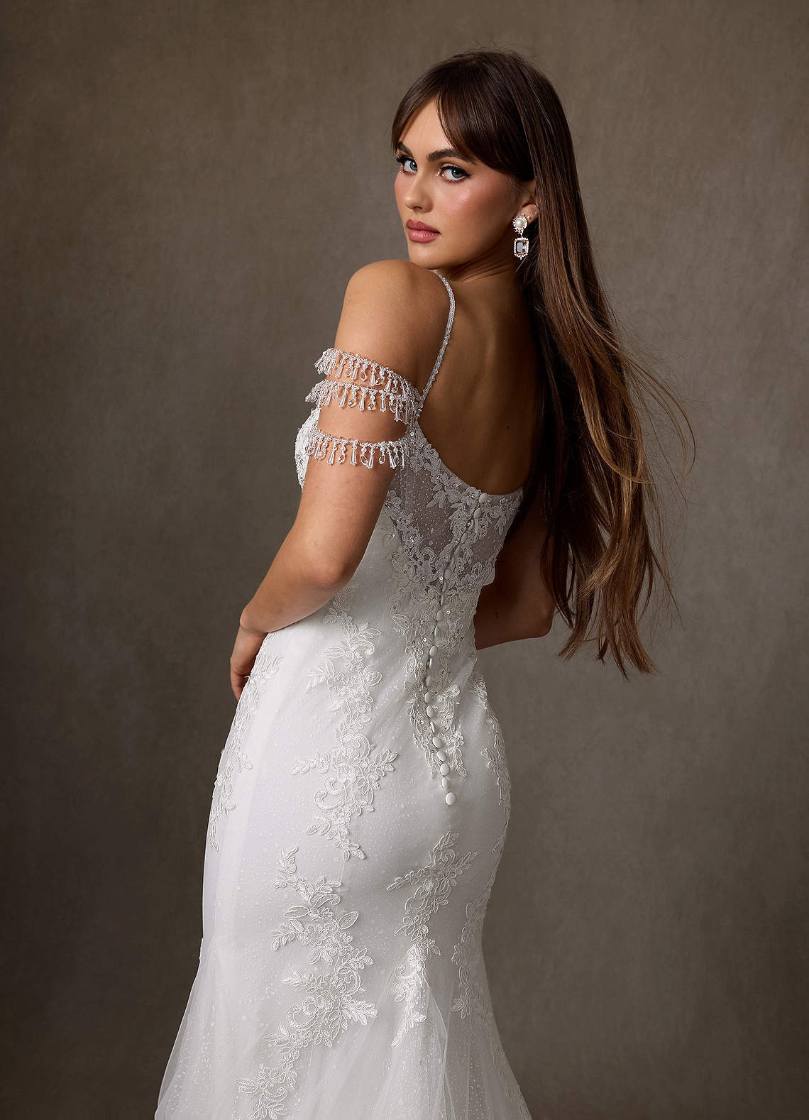 elyessen Saskia Diamond White Mermaid Sequins Tulle Dress