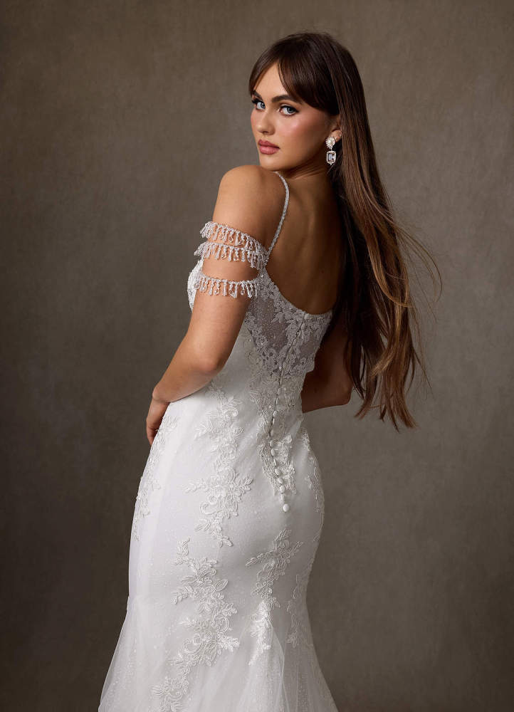 elyessen Saskia Diamond White Mermaid Sequins Tulle Dress