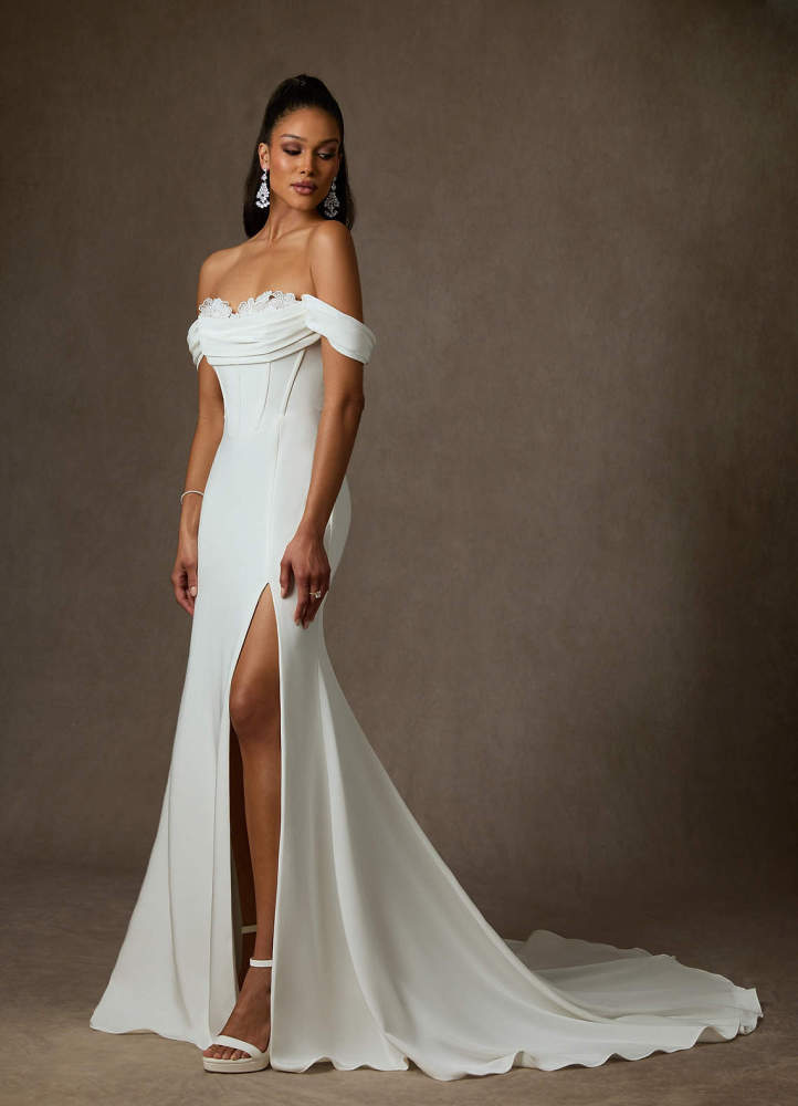elyessen Viri Diamond White Mermaid Sweetheart Neckline Crepe Back Satin Dress