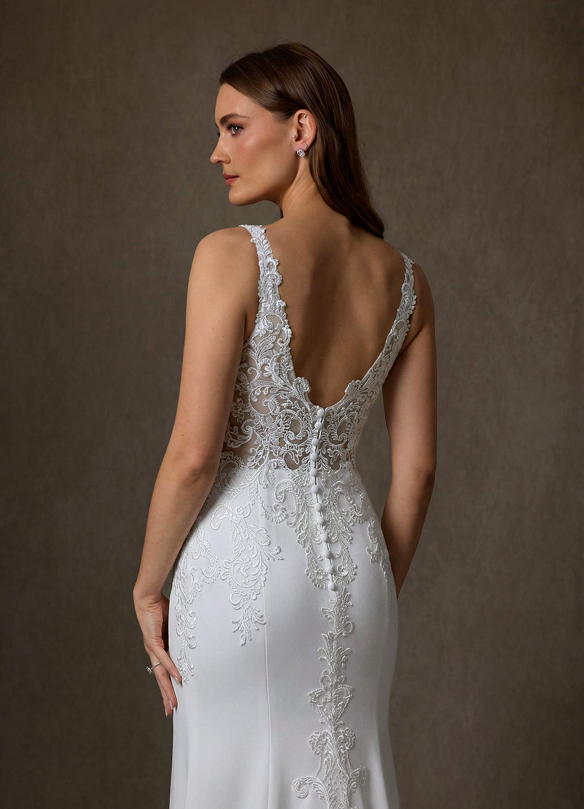elyessen Diamond White Mermaid Lace Dress