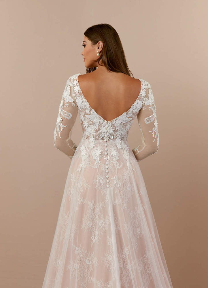 elyessen  Diamond White Champagne A-Line V-Neck Sequins Tulle Dress