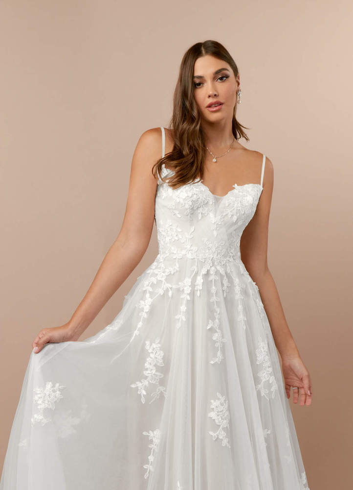 elyessen Botanica Diamond White A-Line Off the Shoulder Tulle Dress