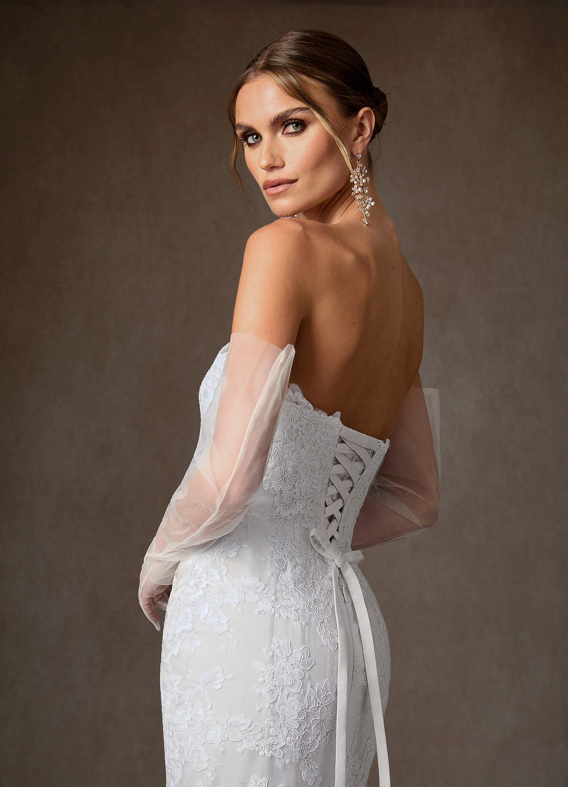 elyessen Janice Diamond White Mermaid Strapless Lace Dress