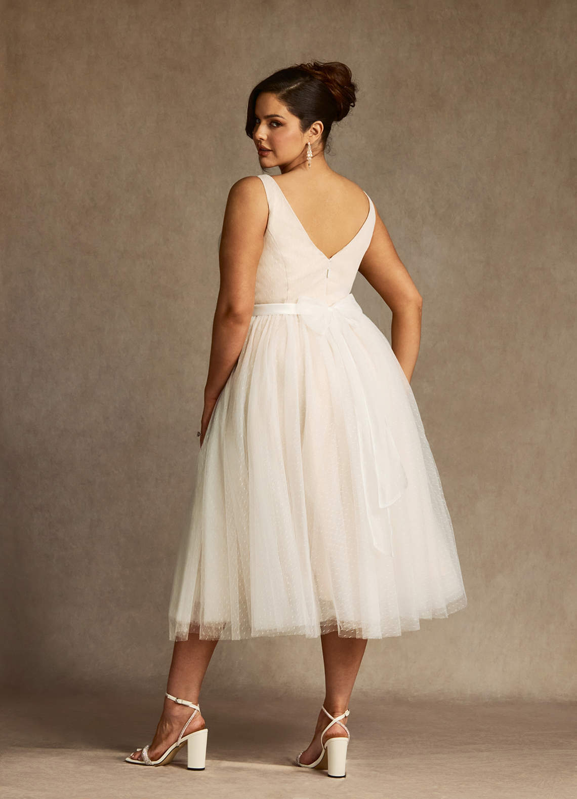 elyessen Diamond White A-Line Bow Tulle Dress