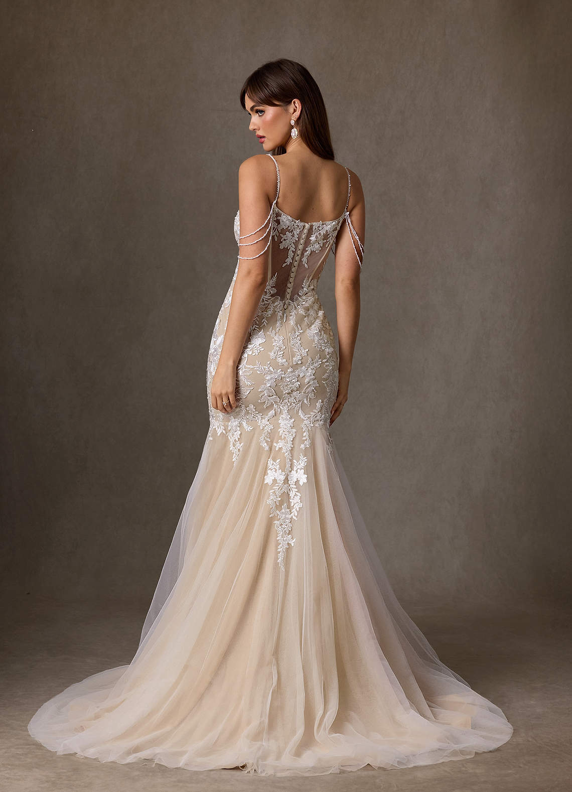 elyessen Denise Diamond White Mermaid Sequins Tulle Dress