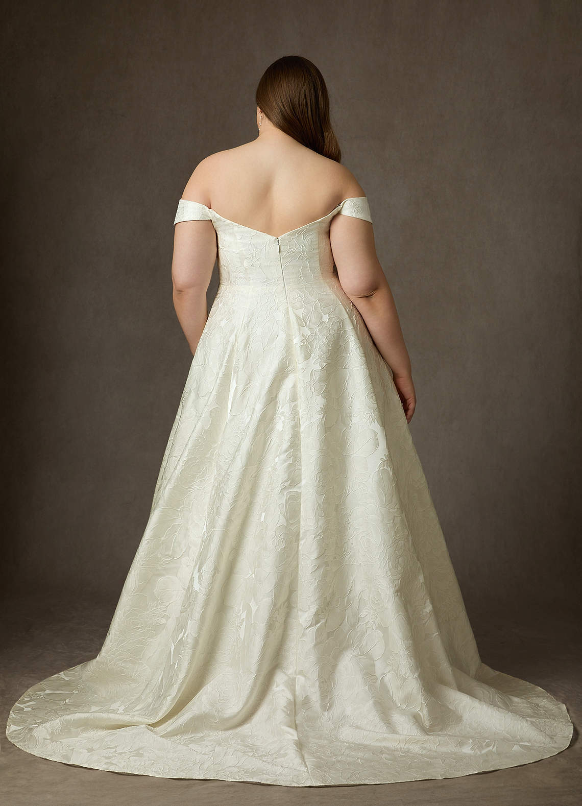 elyessen Amaya Diamond White Ball-Gown Strapless Floral Jacquard Dress