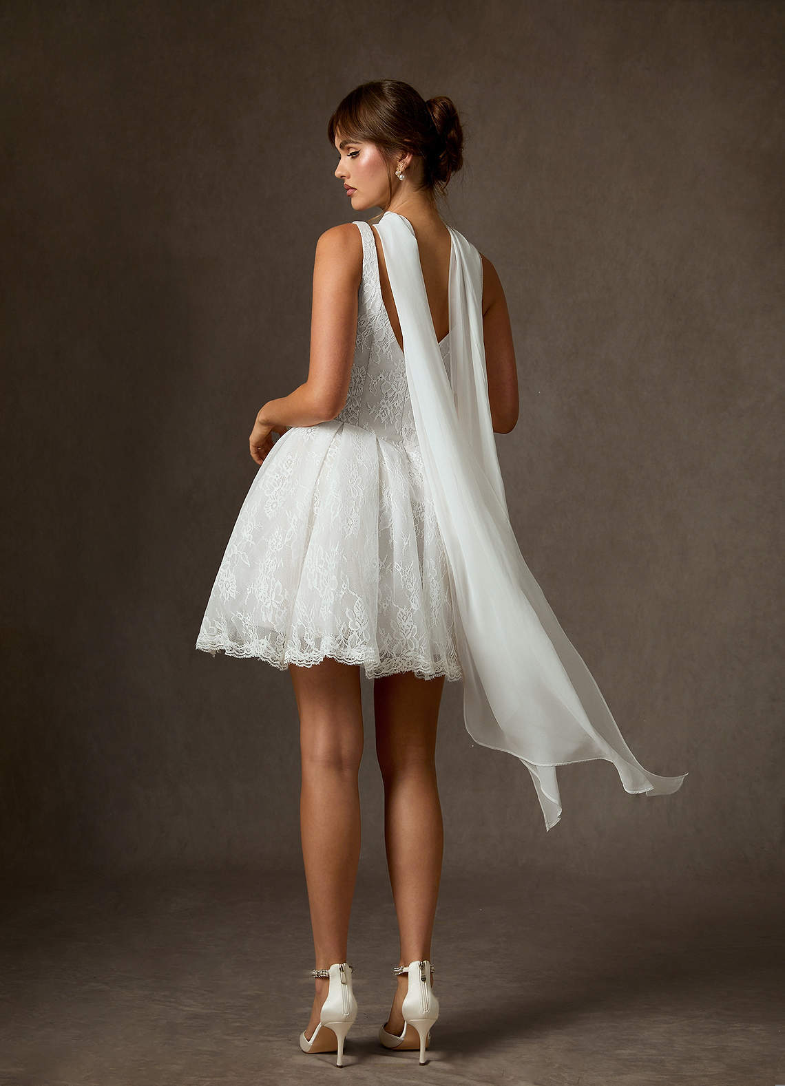 elyessen Dawn Two-Piece Diamond White A-Line Lace Dress