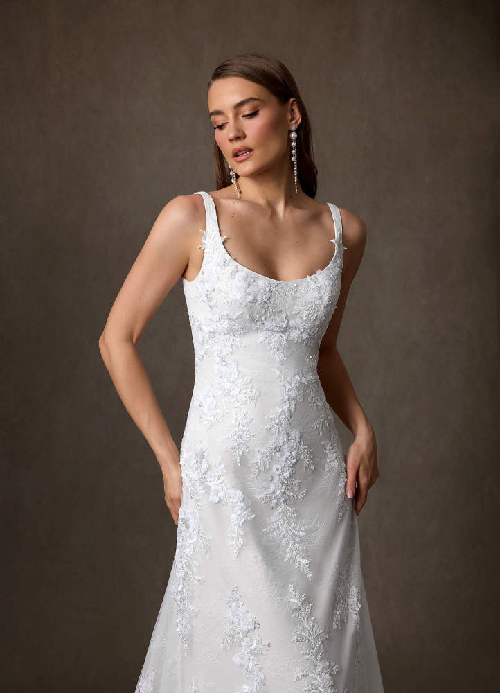elyessen Rosalie Diamond White A-Line Lace Dress