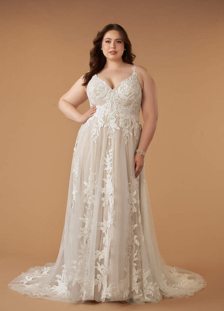 elyessen  Diamond White A-Line V-Neck Sequins Tulle Dress
