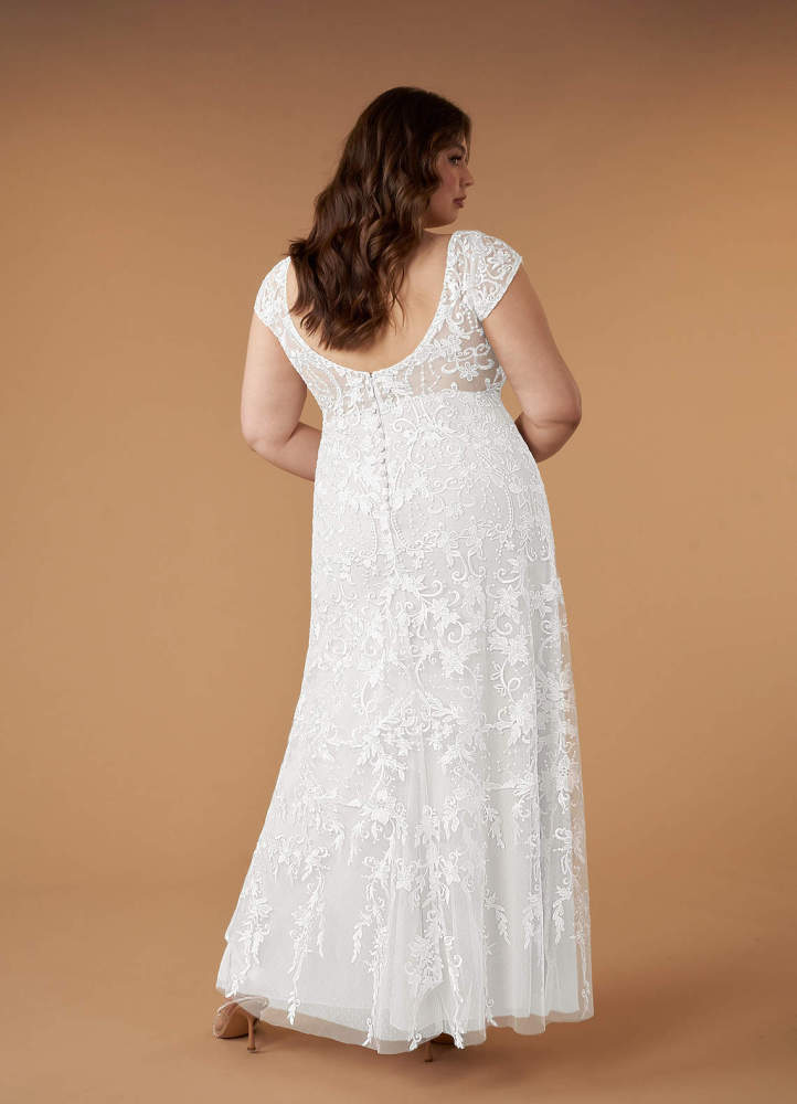 elyessen Devonna Diamond White Sheath V-Neck Sequins Lace Dress