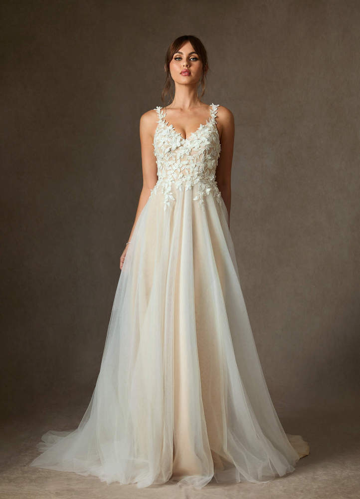 elyessen Shayna Diamond White Ball-Gown Lace Dress