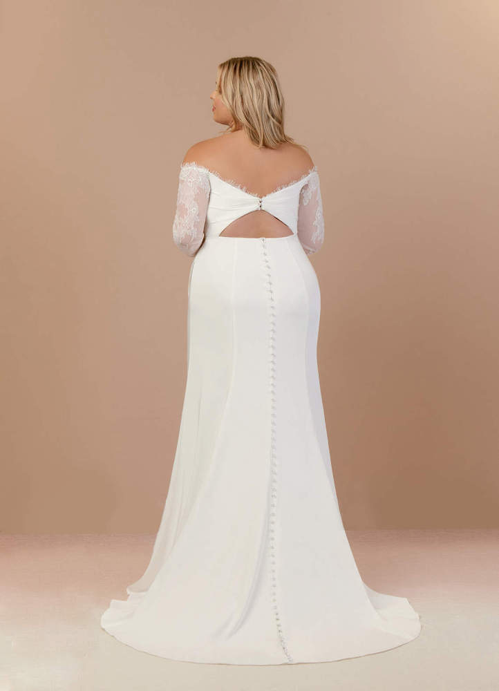 elyessen Onyx Diamond White Mermaid Sequins Crepe Back Satin Dress