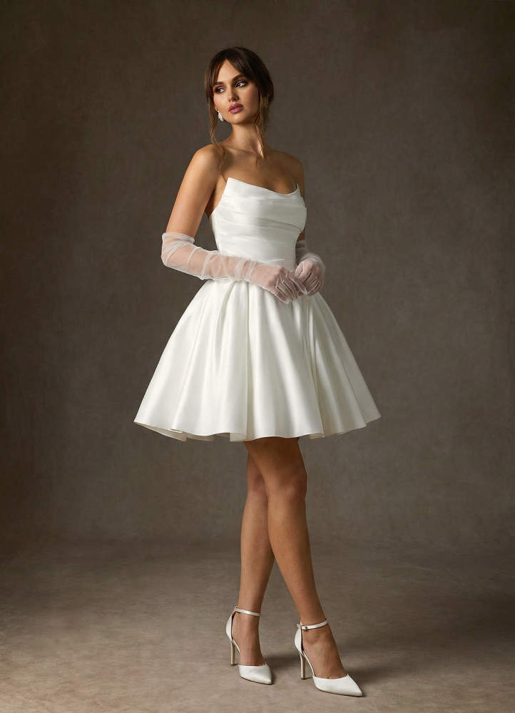 elyessen Granville Diamond White Ball-Gown Strapless Satin Dress