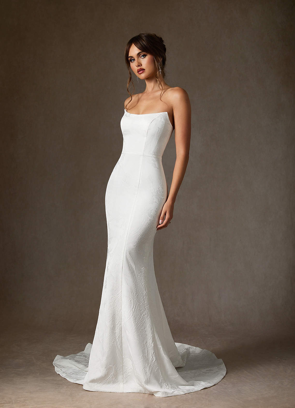 elyessen Serephina Diamond White Mermaid Strapless Jacquard Dress