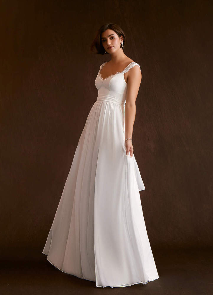 elyessen Aubriella Diamond White A-Line Lace Chiffon Dress