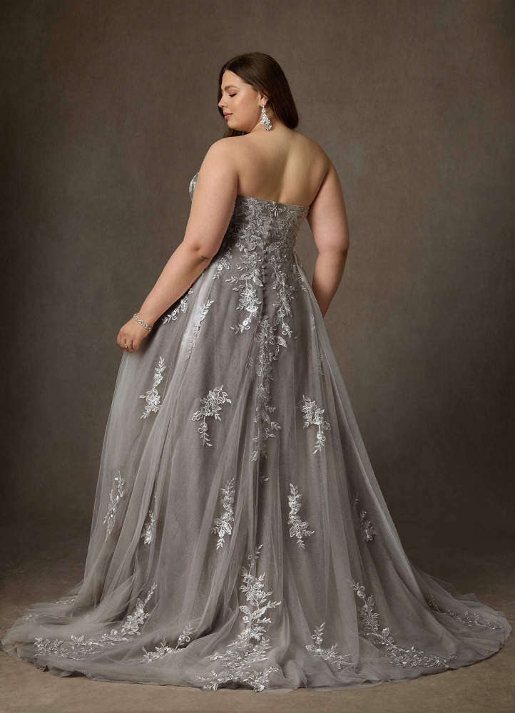 elyessen  Diamond White Ball-Gown Strapless Lace Dress