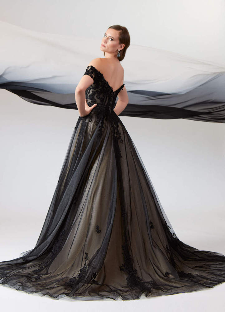 elyessen  Diamond White Ball-Gown Off the Shoulder Tulle Dress