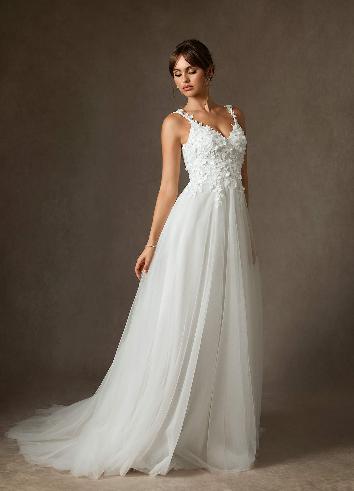elyessen Shayna Diamond White Ball-Gown Lace Dress