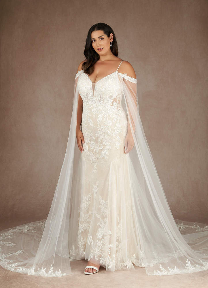 elyessen  Diamond White Mermaid V-Neck Sequins Tulle Dress