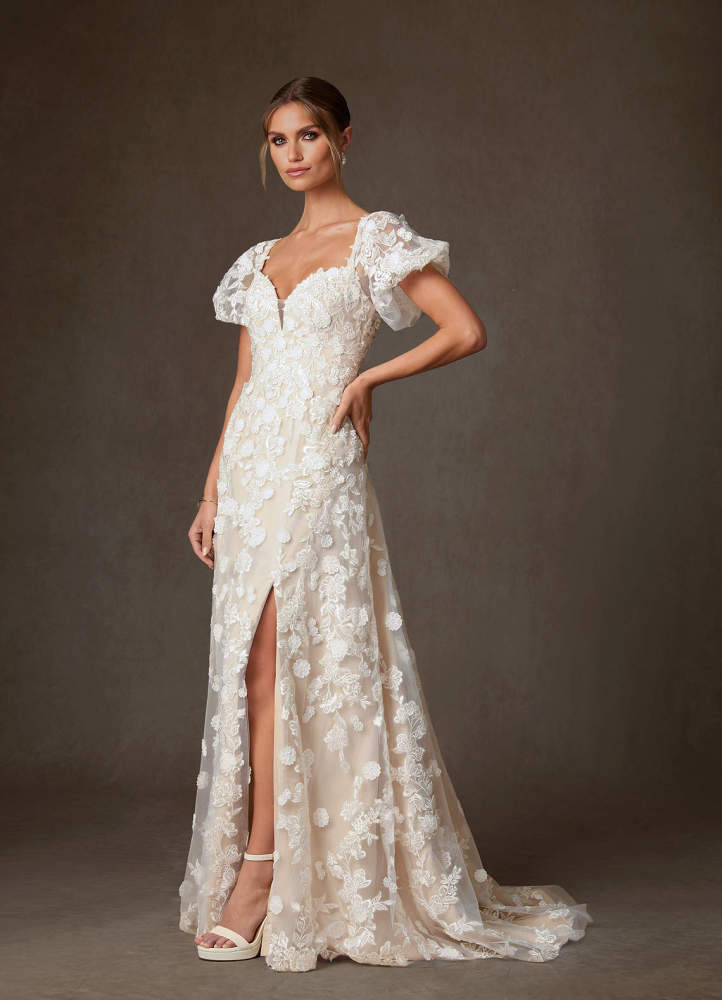 elyessen Diamond White A-Line Sweetheart Lace Dress