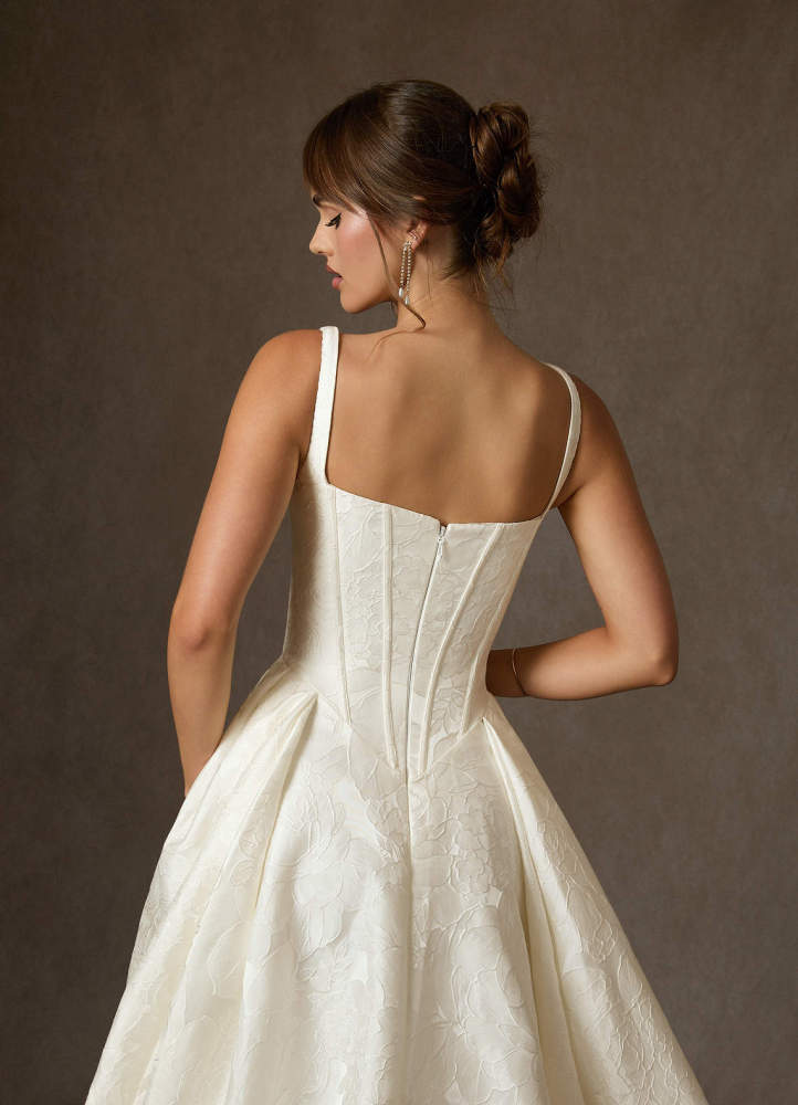 elyessen Delvina Diamond White Ball-Gown with Pockets Floral Jacquard Dress