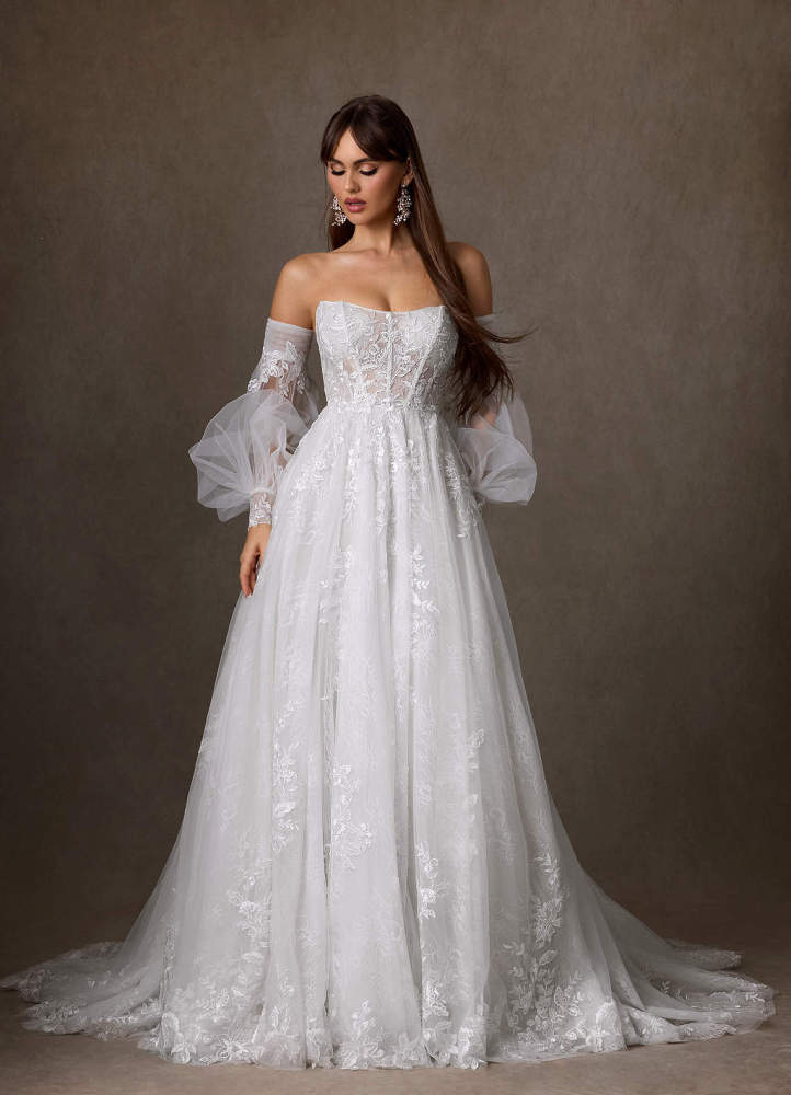 elyessen Elowyn Two-Piece Diamond White Ball-Gown Strapless Lace Dress