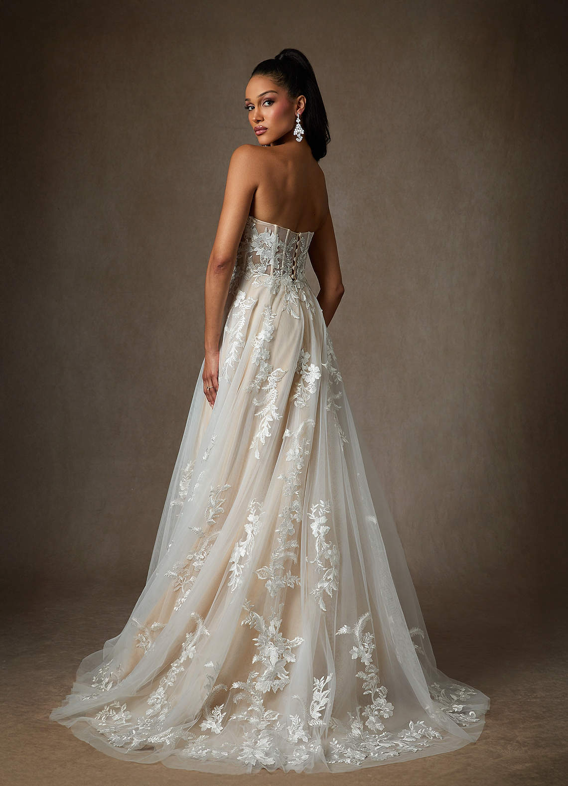 elyessen  Diamond White A-Line Sequins Tulle Dress