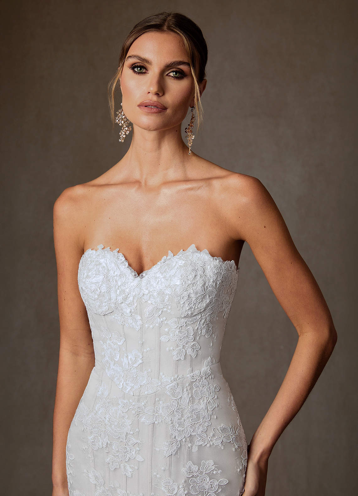 elyessen Janice Diamond White Mermaid Strapless Lace Dress