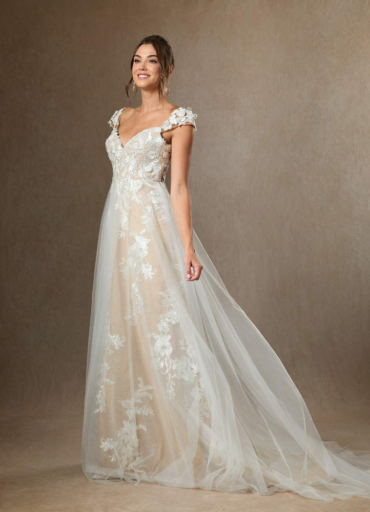elyessen Moonstone Diamond White A-Line Sweetheart Sequins Tulle Dress
