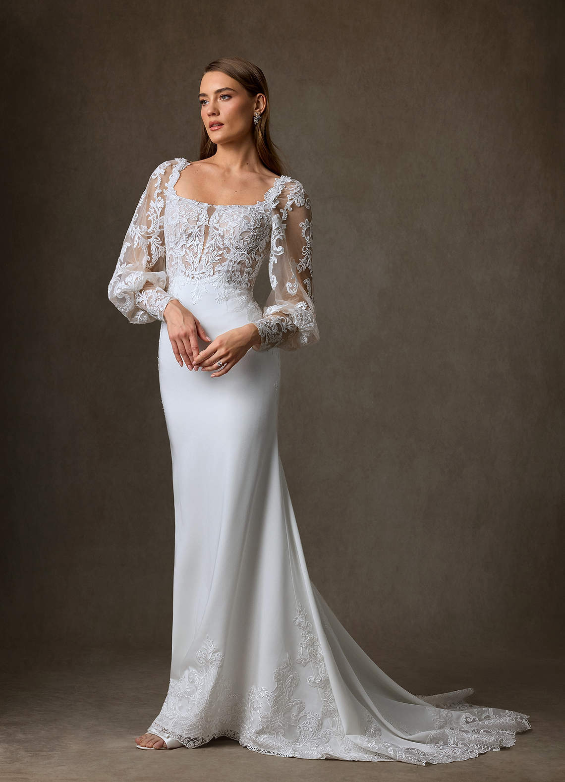 elyessen Diamond White Mermaid Lace Dress