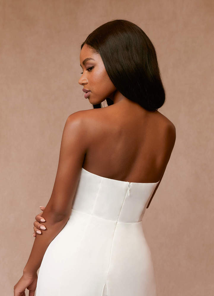 elyessen Tamara Diamond White Pant Styles Strapless Chiffon Dress