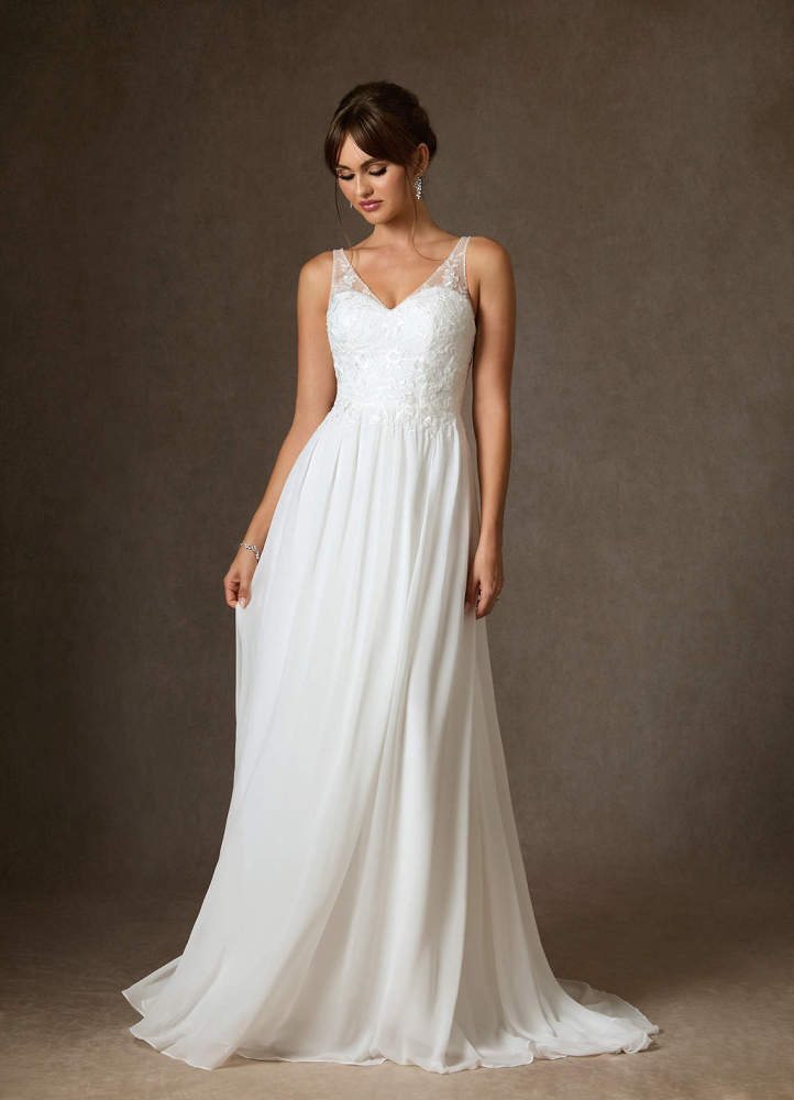 elyessen Carmella Diamond White A-Line Sequins Chiffon Dress