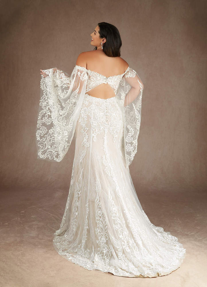 elyessen  Diamond White Champagne Mermaid V-Neck Sequins Lace Dress