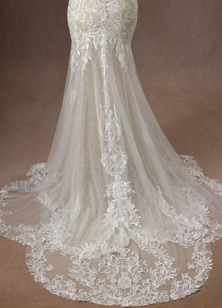 elyessen  Diamond White Mermaid V-Neck Sequins Tulle Dress