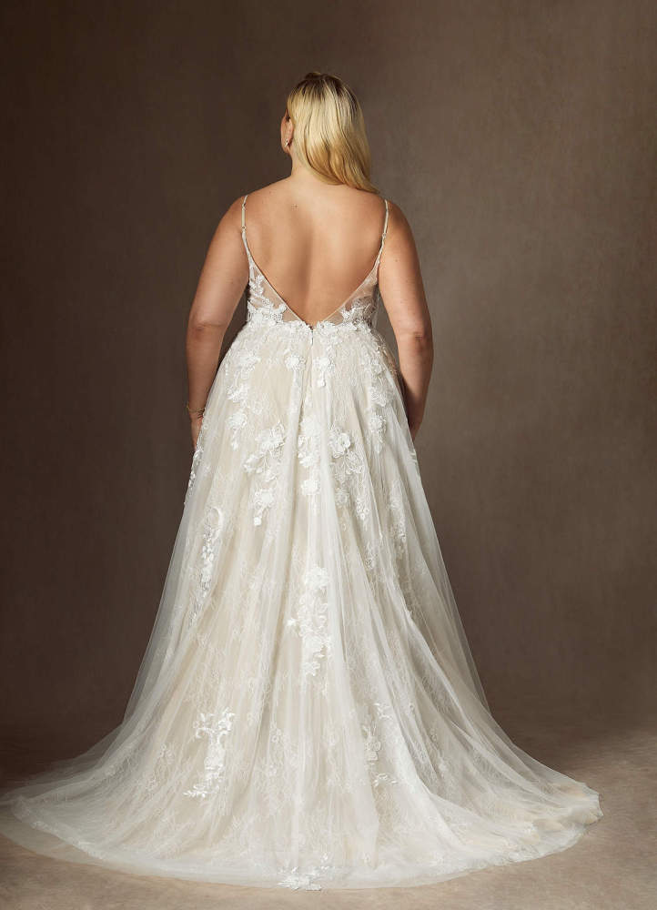 elyessen  Diamond White A-Line Lace Tulle Dress