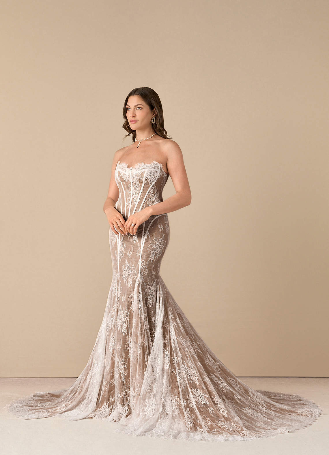elyessen  Diamond White Mermaid Off the Shoulder Tulle Dress
