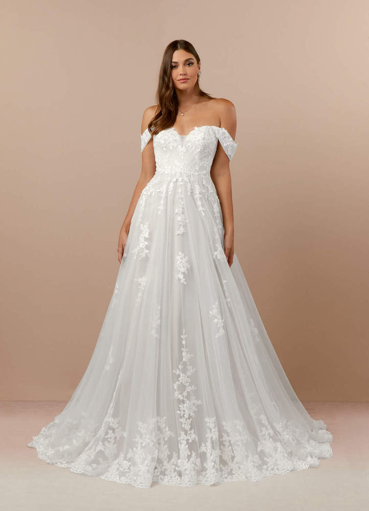 elyessen Botanica Diamond White A-Line Off the Shoulder Tulle Dress