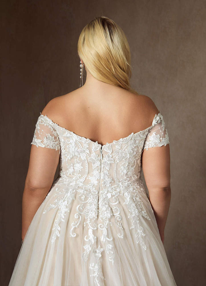 elyessen  Diamond White Ball-Gown Off the Shoulder Tulle Dress
