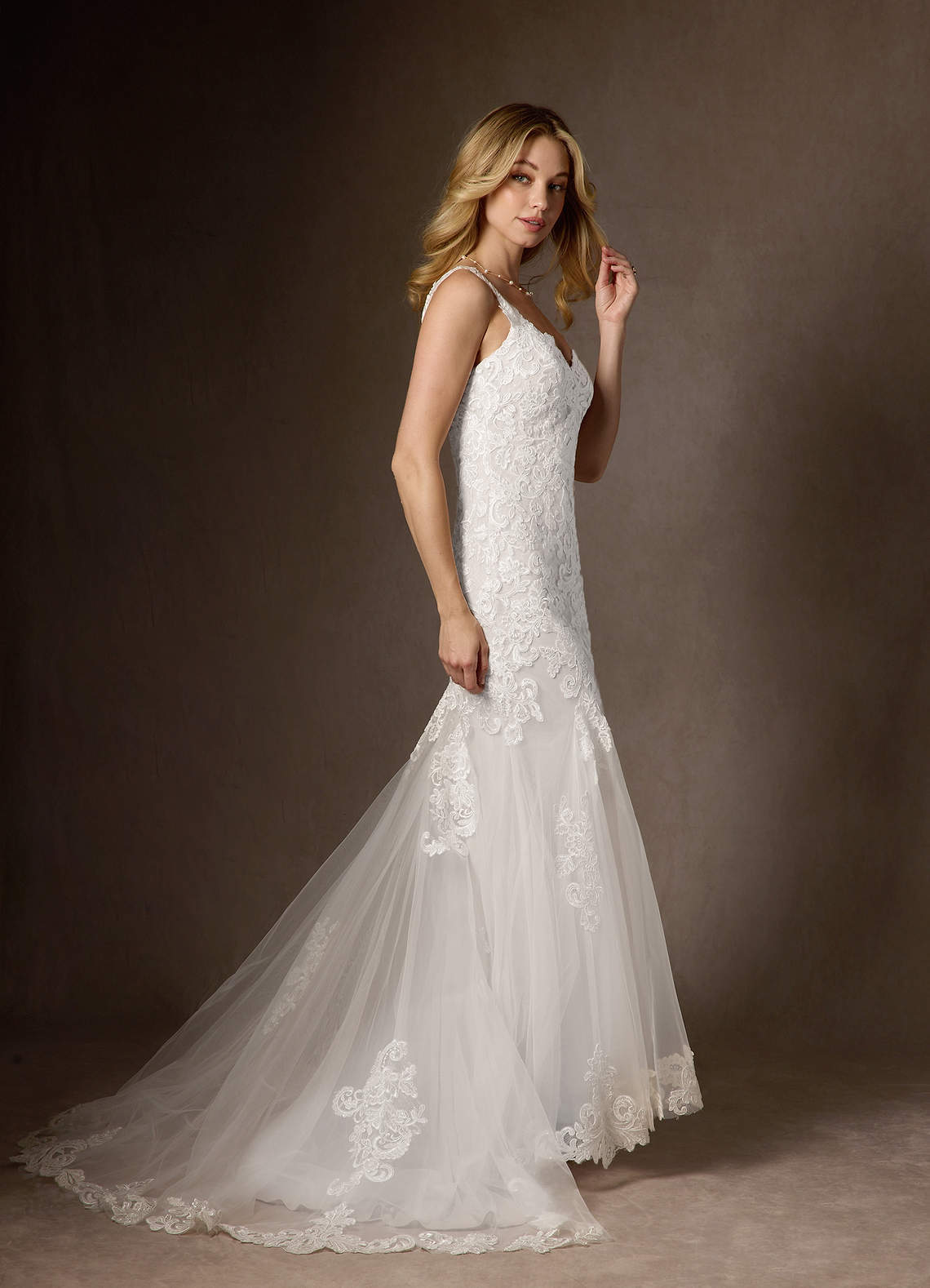 elyessen Poppy Diamond White Mermaid Sequins Tulle Dress