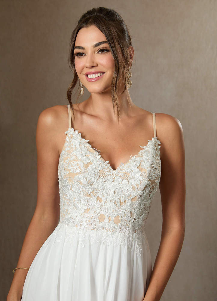 elyessen Gala Diamond White A-Line Lace Chiffon Dress