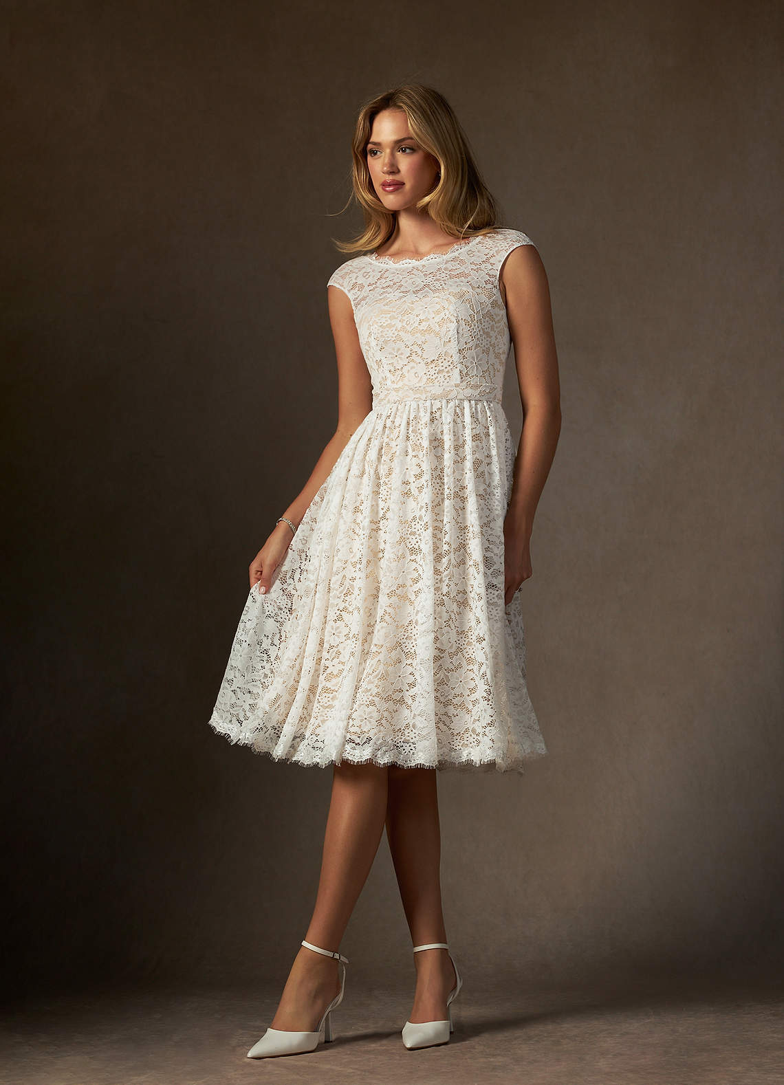elyessen Ginnie Diamond White A-Line Lace Dress