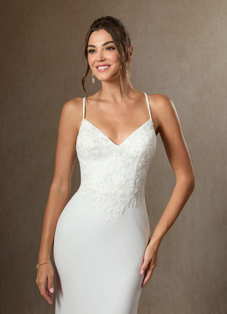elyessen Kita Stretch Diamond White Mermaid Lace Stretch Crepe Dress