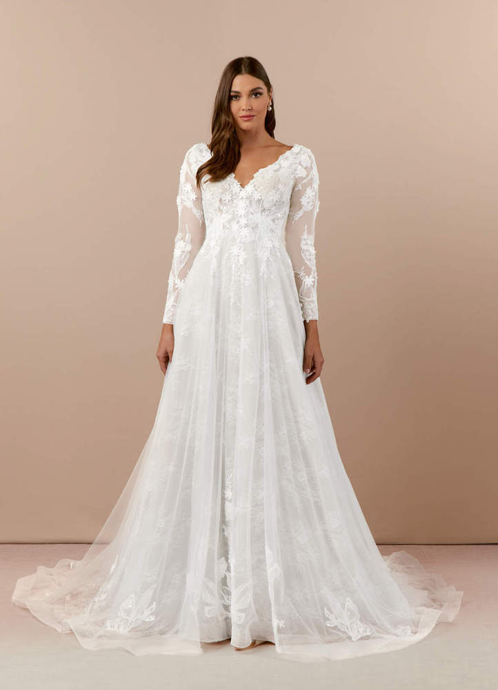 elyessen Leila Diamond White Champagne A-Line V-Neck Sequins Tulle Dress