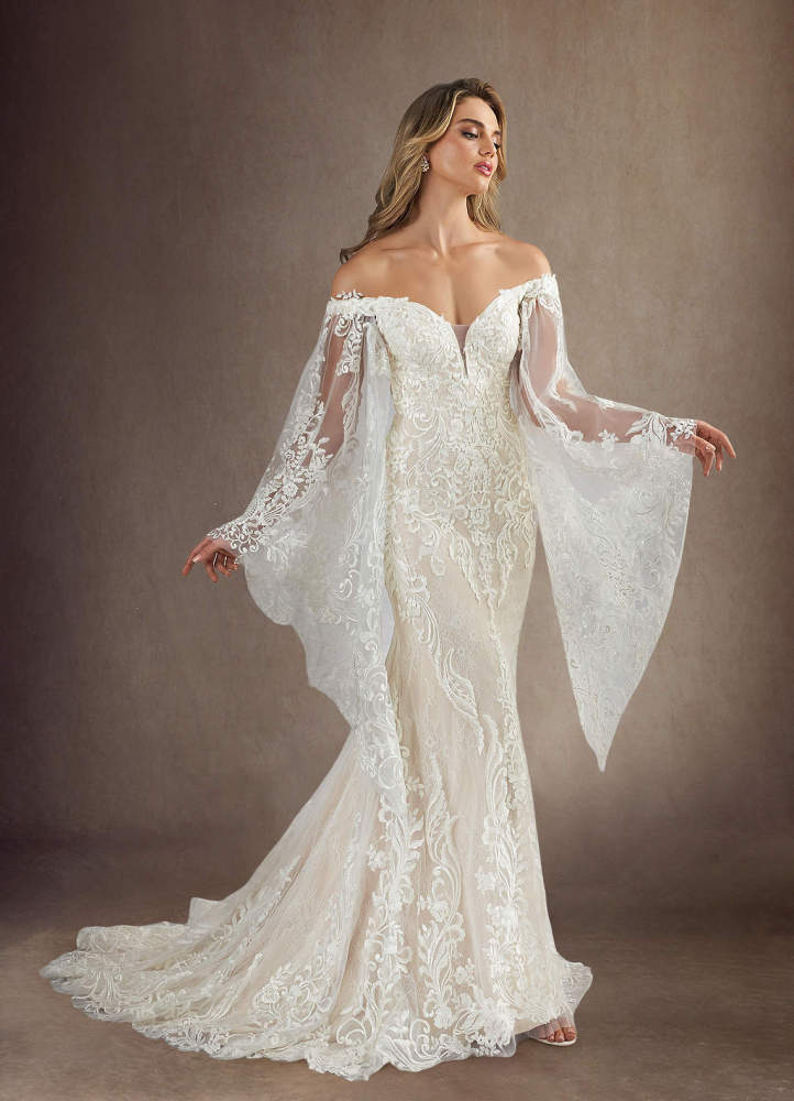 elyessen Memphis Diamond White Champagne Mermaid V-Neck Sequins Lace Dress