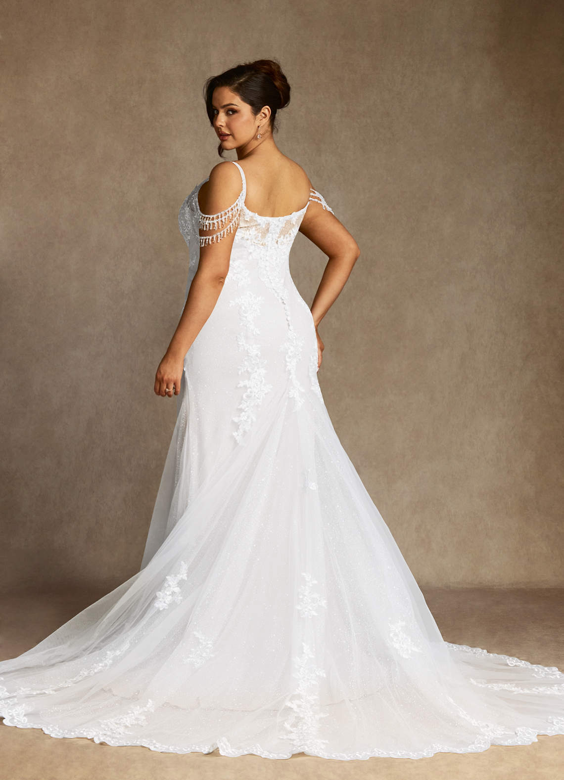 elyessen Saskia Diamond White Mermaid Sequins Tulle Dress